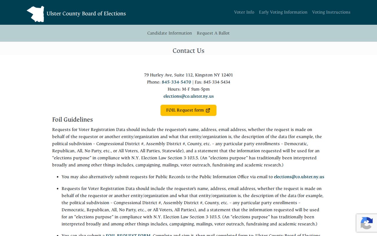 Kingston resident lookup voter-file request information from Ulster County